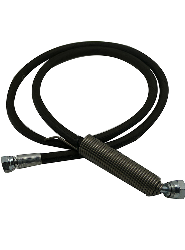 Flexible 2 tresses pour bras noir | 1,60 m | coudé 90° | f 1/4 - f 3/8 + ressort