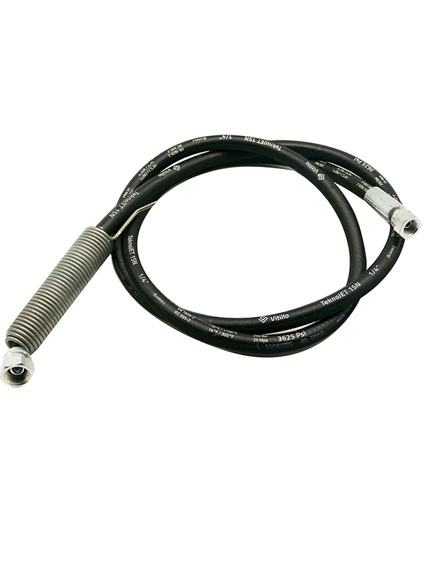 Flexible 2 tresses noir | 1,70 m | coudé 90° | f 1/4 - f 3/8 + ressort