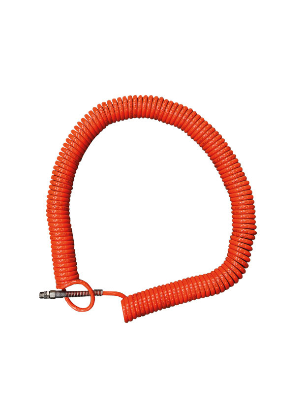 Tuyau spiralé orange + raccord tournant inox + tuyau 1 m pour système jantes centralisé