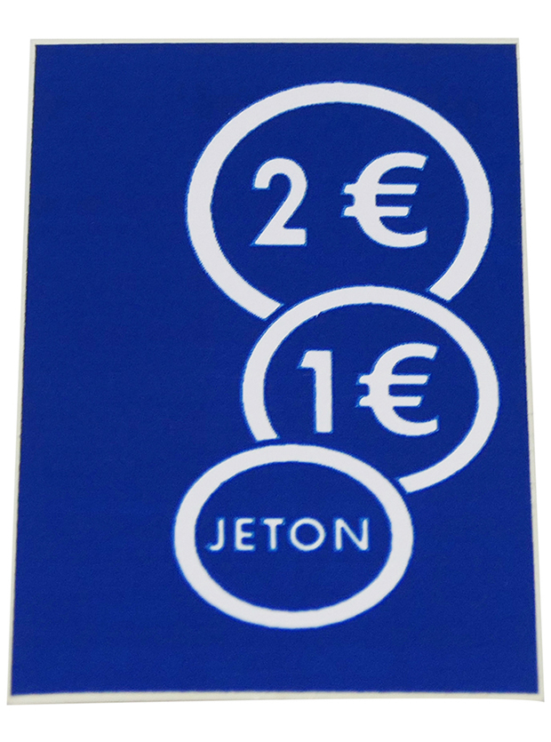 Adhésif bleu pièces acceptées ''1€, 2€, jeton''