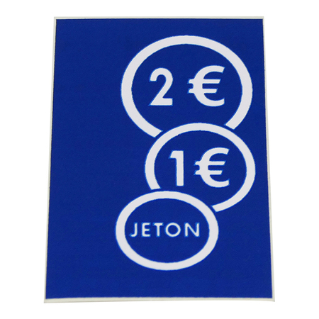 Adhésif bleu pièces acceptées ''1€, 2€, jeton''
